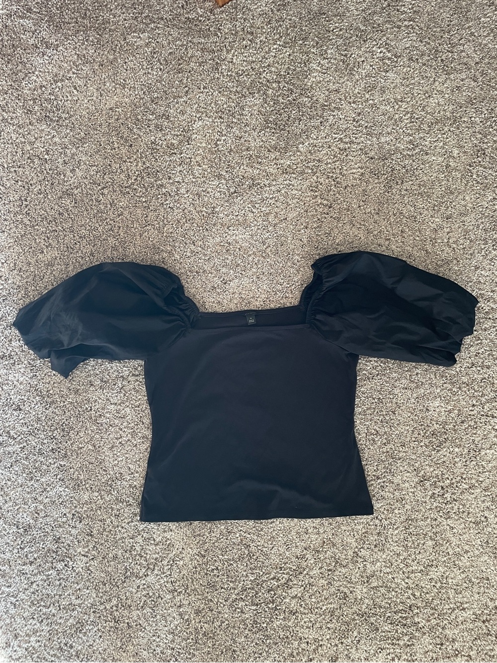 Ann Taylor black square neck balloon sleeve top size Medium